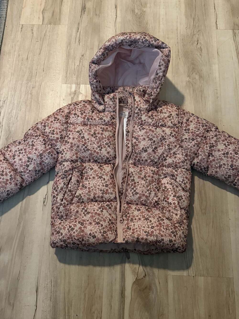 H&M Floral Puffer Jacket Size 5T/6 Pink